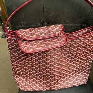 Burgundy and White Patterned Shoulder Bag